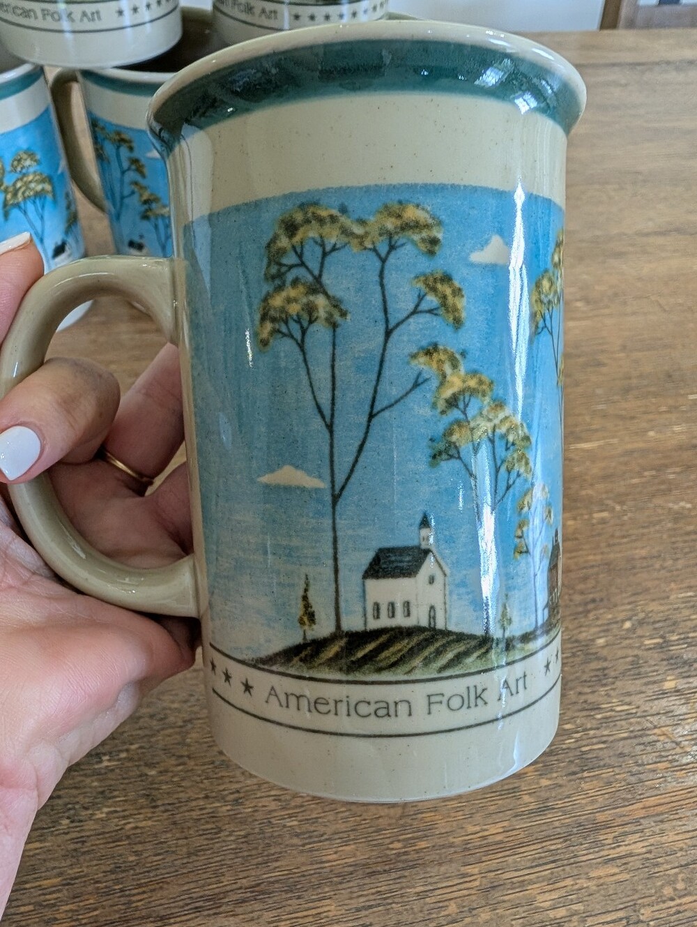 8 Otagiri Warren Kimble American Folk Art Mugs Set Of 8 Perfect Condition